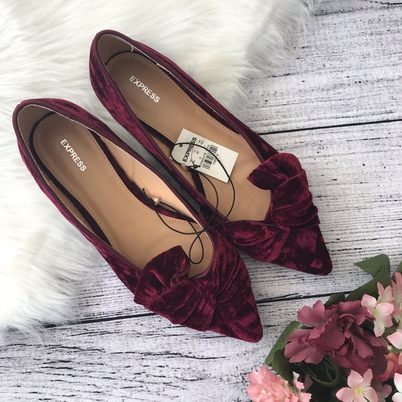 Express Shoes - EXPRESS Velvet Pointed Toe Flats NWT 00703